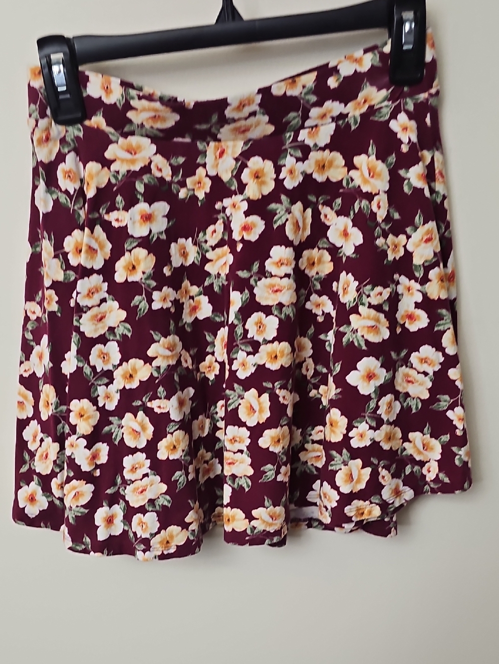 Forever 21 Burgundy Floral Circle Skirt